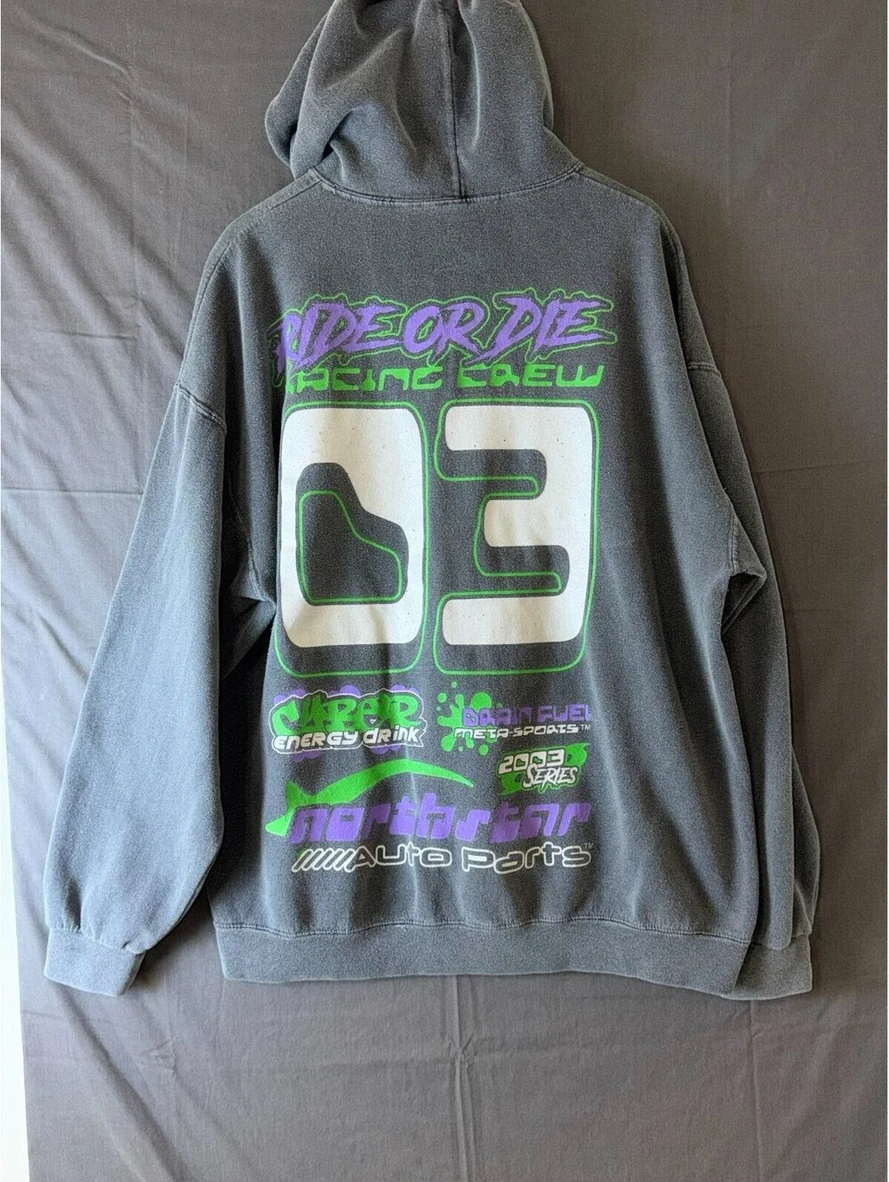 Freestyle Moto‑X Hoodie S/M Gray Racing Crew Westside Originals Graphic Sweatshi